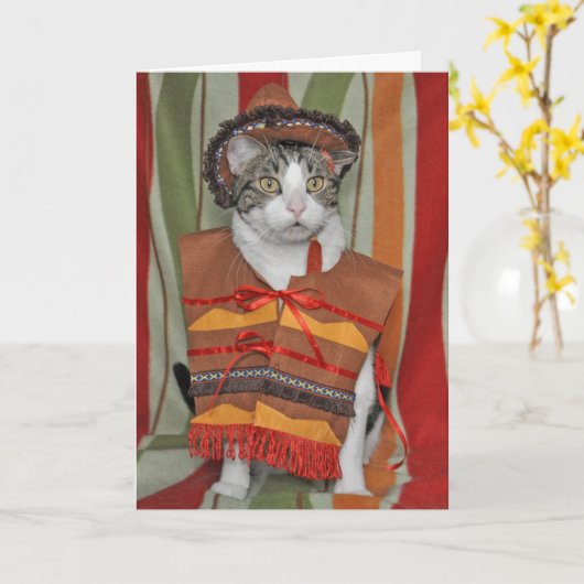 De Kat van de Gestreepte kat van Cinco DE Mayo Kaart (Gele Bloem)