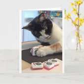 De Kat van de Joker van Jongg Notecard van Mah Kaart (Gele Bloem)