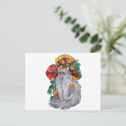 De kat van de Jugendstil #2 Feestdagenkaart (Staand voorkant)