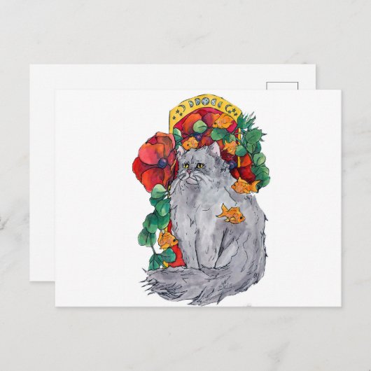 De kat van de Jugendstil #2 Feestdagenkaart (Voorkant / Achterkant)