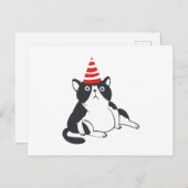 De kat van de partij - kies achtergrondkleur briefkaart (Voorkant / Achterkant)