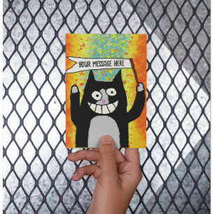 De kat van de partij met teken gepersonaliseerde k briefkaart