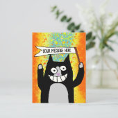 De kat van de partij met teken gepersonaliseerde k briefkaart (Staand voorkant)