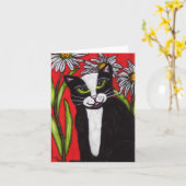 De Kat van de smoking in de Madeliefjes Notecard Kaart (Gele Bloem)