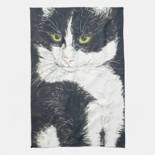 De kat van de smoking theedoek