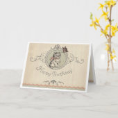 De Kat van de verjaardag! Kaart (Gele Bloem)