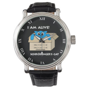 De Kat van grappige Schrodinger is Levende Horloge