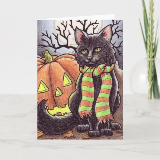 De Kat van Halloween notecard Kaart (Voorkant)