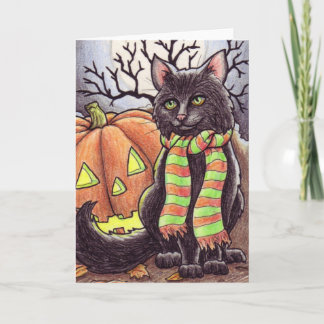 De Kat van Halloween notecard Kaart