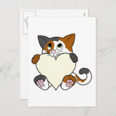 De Kat van het Calico van de Valentijnsdag met het Feestdagenkaart (Voorkant / Achterkant)