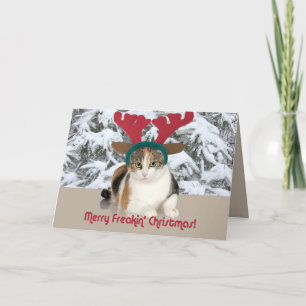 De Kat van het kat & Vrolijke Kerstmis Freakin van Feestdagen Kaart