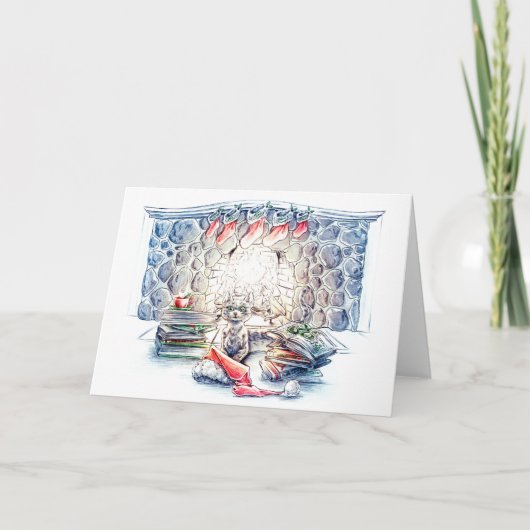 De Kat van Kerstmis Feestdagen Kaart (Voorkant)