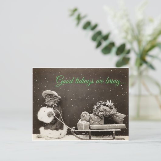 De Kat van Kerstmis Feestdagenkaart (Staand voorkant)