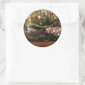 De Kat van Kerstmis Ronde Sticker (Tas)