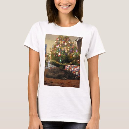 De Kat van Kerstmis T-shirt (Voorkant)