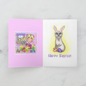 De Kat van Pasen in Mand & Dame Wenskaart Feestdagen Kaart (Binnen)