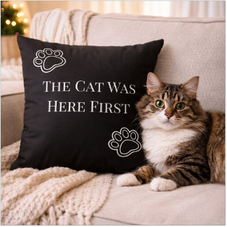 De kat was hier eerst Minimalistisch kussen