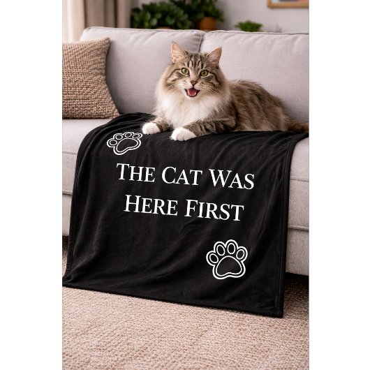De kat was hier eerst Minimalistisch kussen Fleece Deken