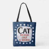 De kat wil graag een woord Canvas tas (Achterkant)