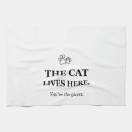 De kat woont hier, jij bent te gast Grappige kat k Theedoek