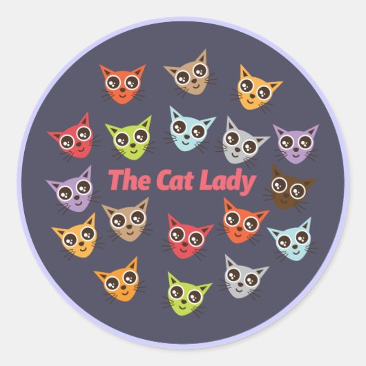 De katdame ronde sticker (Voorkant)