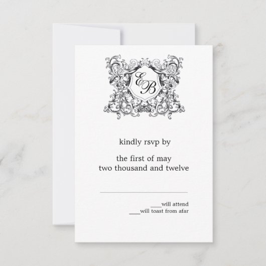 De 'Kate' Monogram Huwelijksreactie RSVP Kaartje (Voorkant)