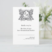 De 'Kate' Monogram Huwelijksreactie RSVP Kaartje (Staand voorkant)