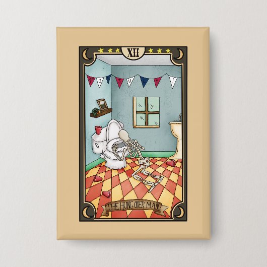 De katerige man | Grappige Tarotkaartknop Button (Voorkant)