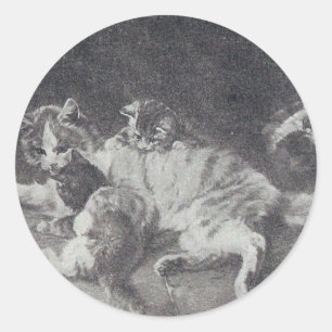 De katfamilie ronde sticker