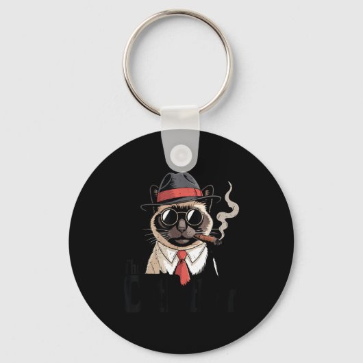 De Katfather Siamese Kat Vader Gelukkige Vaderdag  Sleutelhanger (Voorkant)