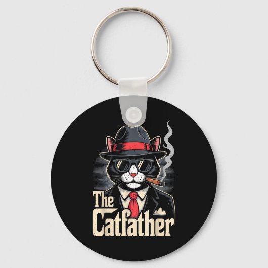 De Katfather Smoking Kat Vader Gelukkige Vaderdag Sleutelhanger (Voorkant)