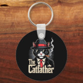 De Katfather Smoking Kat Vader Gelukkige Vaderdag Sleutelhanger (Voorkant)
