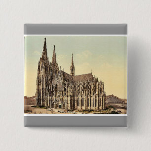 De kathedraal, de zijkant, Keulen, de Rijn, Duitsl Vierkante Button 5,1 Cm