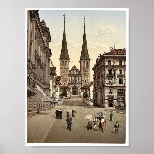 De kathedraal, Luzerne,  foto van Zwitserland Poster (Voorkant)
