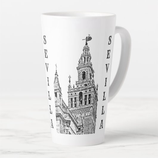 De kathedraal van Giralda Sevilla. Andalusië, Span Latte Mok (Rechterhoek)
