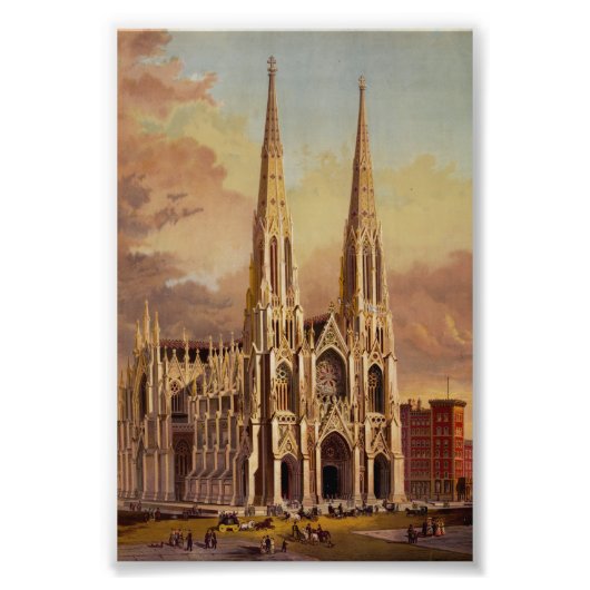 De kathedraal van Sint-Patrick in Midtown Manhatta Foto Afdruk (Voorkant)