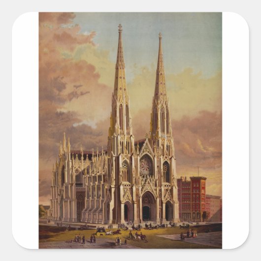 De kathedraal van Sint-Patrick in Midtown Manhatta Vierkante Sticker (Voorkant)