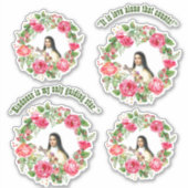 De katholieke heilige Therese citeert roze rozen Sticker (Voorkant)