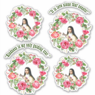 De katholieke heilige Therese citeert roze rozen Sticker