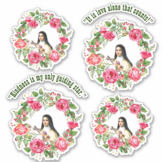 De katholieke heilige Therese citeert roze rozen Sticker (Voorkant)