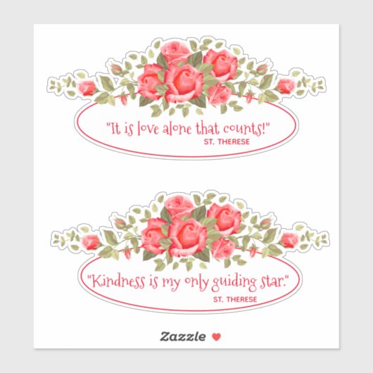 De katholieke heilige Therese citeert roze rozen Sticker (Vel)