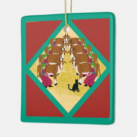 De Katten 12 Dagen van Kerstdag 8 Douane Keramisch Ornament (Links)