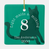 De Katten 12 Dagen van Kerstdag 8 Douane Keramisch Ornament (Achterkant)