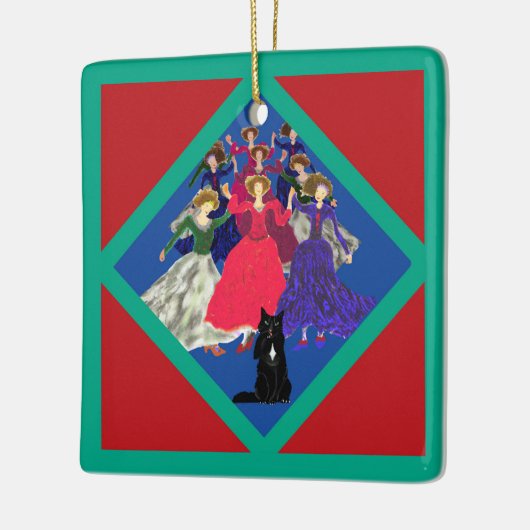 De Katten 12 Dagen van Kerstdag 9 Douane Keramisch Ornament (Links)