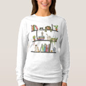 De katten die op een boekenplank, Kat en Boeken li T-shirt (Voorkant)