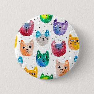 De katten en de vrienden van de waterverf ronde button 5,7 cm