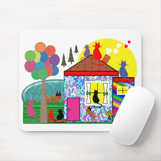 De katten nemen het huis mousepad over muismat (Met muis)
