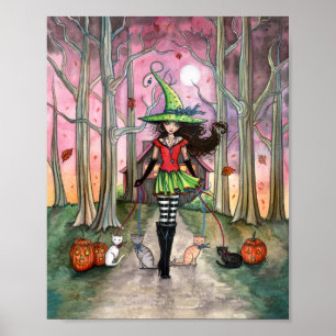 De Katten Uitlaten Heks Halloween Poster