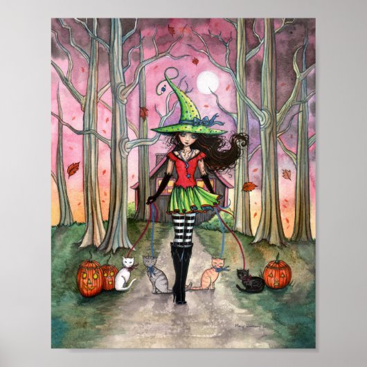De Katten Uitlaten Heks Halloween Poster (Voorkant)