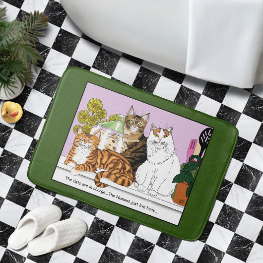 De katten zijn in functie badmat